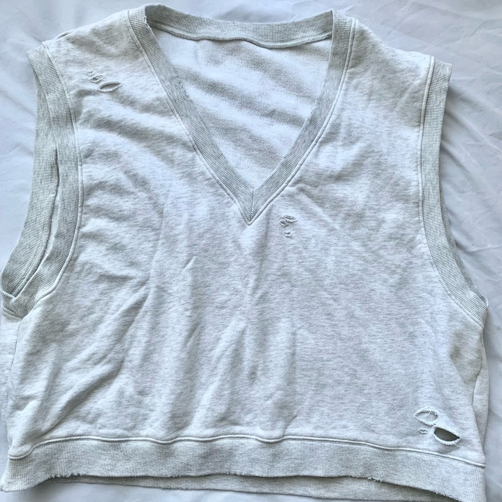 Distressed Light Grey Sweater Vest